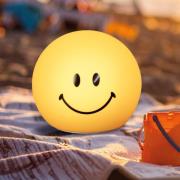 LED-akkulamppu Smiley, keltainen, Ø 13 cm, silikoni
