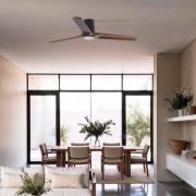 LED-tuuletin Heywood L, musta/puunvärinen, DC, hiljainen, CCT