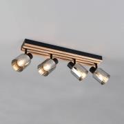 Travia-kohdevalaisin, pituus 65 cm, 4-lamppuinen, musta/savuharmaa