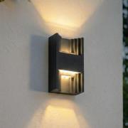 Lindby LED-ulkoseinävalaisin Aurali, 2-lamppuinen, musta, IP65