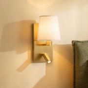 Lindby seinävalaisin Aiden, valkoinen, messinki, LED-lukuvalaisin