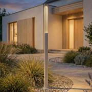 Lindby LED-pylväsvalaisin Fjorya, korkeus 90 cm, kiviharmaa, IP65