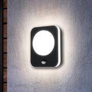 LED-ulkoseinälamppu Madriz, musta, leveys 23 cm, anturi
