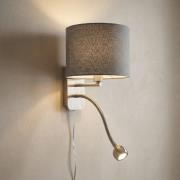 Hotellin seinävalaisin LED-lukuvalaisimella, pyöreä, harmaa