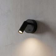 Ideal Lux LED-seinäkohdevalaisin Bean, Ø 7 cm, musta metalli/lasi