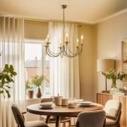 Kattokruunu Dofa, messinki antiikki/musta 6-lamppuinen