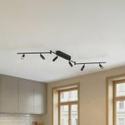 Lindby LED-kattovalaisin Eldrin, 6-lamppuinen, spotti, musta