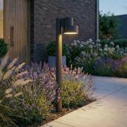 Lucande LED-pylväsvalaisin Elune, mattamusta, IP44, korkeus 77 cm