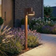 Lucande LED-pylväsvalaisin Elune, ruskea, liiketunnistin, IP44, korkeu...