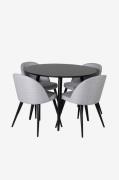 Venture HomeRuokailusetti Plaza ja 4 tuolia VelvetMustaRuokailuryhmät-...