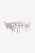 LifestyleGardenUrbanite setti w. 207 cm pöytä ja 6 pinottavaa nojatuol...