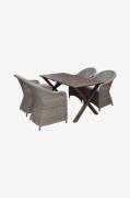 LifestyleGardenPöytä 150 cm & 4 kpl Mercury-tuolejaRuskeaRuokailuryhmä...