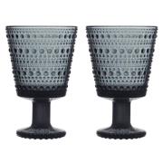 Iittala Kastehelmi viskilasi  jalallinen 26 cl 2 kpl Tummanharmaa