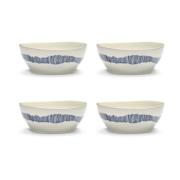 Serax Ottolenghi Feast kulho L Ø17 cm 4-pakkaus White-stripes blue