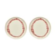 Serax Ottolenghi Feast lautanen M Ø22,5 cm 2-pakkaus White stripes-red