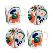 Marimekko Karuselli astiasto 4 osaa White-orange-blue-emerald