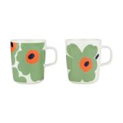Marimekko Unikko muki 2,5 dl 2-pakkaus White-sage-orange-dark blue