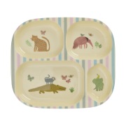 RICE Rice lasten lautanen melamiini 4 lokeroa Sweet Jungle Print