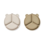 Liewood Stacy jaettu lastenlautanen 2-pack Sandy-Oat