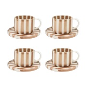 Olsson & Jensen Monica kuppi ja aluslautanen 4-pakkaus - Beige Monica ...