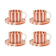 Olsson & Jensen Monica kuppi ja aluslautanen 4-pakkaus - Ruoste Monica...