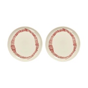 Serax Ottolenghi Feast lautanen M Ø22,5 cm 2-pakkaus White stripes-red