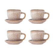 Bloomingville Brenta muki ja aluslautanen 4-pack Ruusu