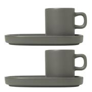 Blomus - Pilar Espressokuppi ja aluslautanen 6 cm 2 kpl Pewter