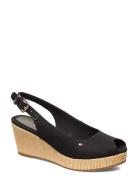 Iconic Elba Sling Back Wedge Kiilakorkokengät Black Tommy Hilfiger