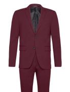 Plain Mens Suit - Normal Lenght Puku Burgundy Lindbergh