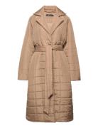 Yaya Quilted Coat Topattu Pitkä Takki Beige Gina Tricot