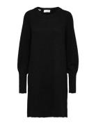 Slflulu Ls Knit Dress O-Neck B Noos Lyhyt Mekko Black Selected Femme