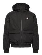 Padded Hooded Harrington Bombertakki Takki Black Calvin Klein Jeans