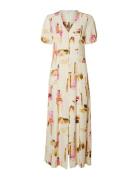 Slfliva-Lida Ss Midi Dress Ex Maksimekko Juhlamekko Beige Selected Fem...