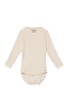 Body Ls Rib Bodies Long-sleeved Cream Minymo