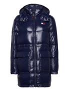 Tjw Midi Alaska Puffer Topattu Pitkä Takki Navy Tommy Jeans