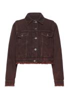 Overdyed Bleach Denim Farkkutakki Denimtakki Brown Ganni