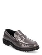 Penny Loafer - Grey Polido Leather Loaferit Matalat Kengät Grey Garmen...