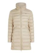 Mw Padded Global Stripe Coat Topattu Pitkä Takki Beige Tommy Hilfiger