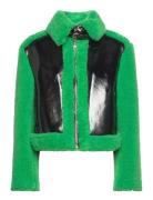 Faux Fur Shearling Aviator Nahkatakki Green Karl Lagerfeld