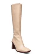 East Alli St Beige Leather Boots Korkeavartiset Saapikkaat Beige ALOHA...