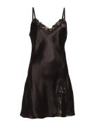 Pure Silk - Slip W.lace Yöpaita Black Lady Avenue