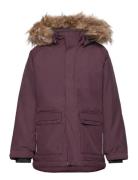 Parka W. Fake Fur Parka Takki Burgundy Color Kids