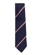 Navy Burgundy White Striped Preppy Silk Solmio Kravatti Navy AN IVY