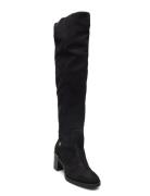 Feminine Suede Overknee Boot Korkeavartiset Saapikkaat Black Tommy Hil...