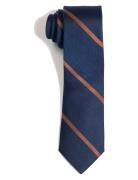 Navy Brown League Silk Tie Solmio Kravatti Navy AN IVY