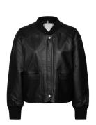 Leather Bomber Jacket Nahkatakki Black Tommy Hilfiger