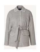 Miriam Wool Blend Blanket Stitch Jacket Villakangastakki Grey Lexingto...