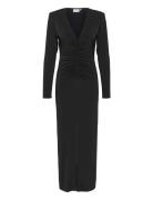 Oda Ls Long Slit Dress Maksimekko Juhlamekko Black Gestuz