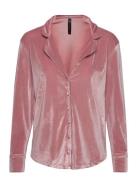 Jacket Ls Shiny Velours Piping Toppi Pink Hunkemöller